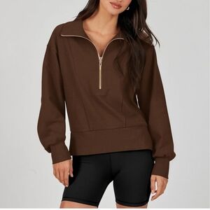 Womens Half Zip Athletic Sweatshirt Tops